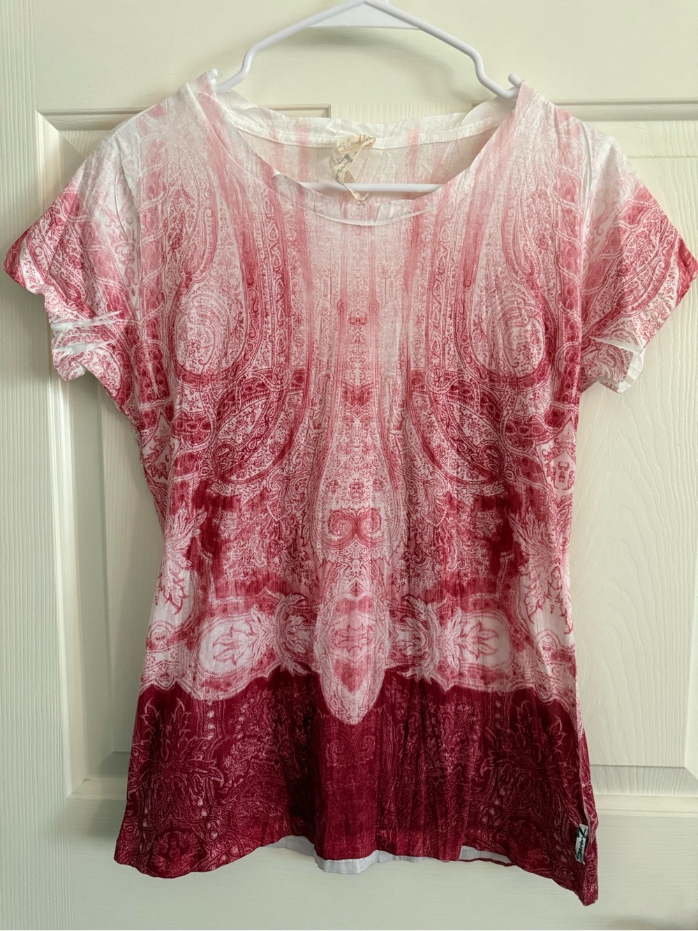 Seven7 Pink Ombre Paisley Short Sleeve Tee